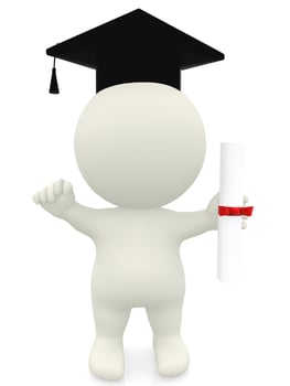 3D man graduation portrait isolated over a white background