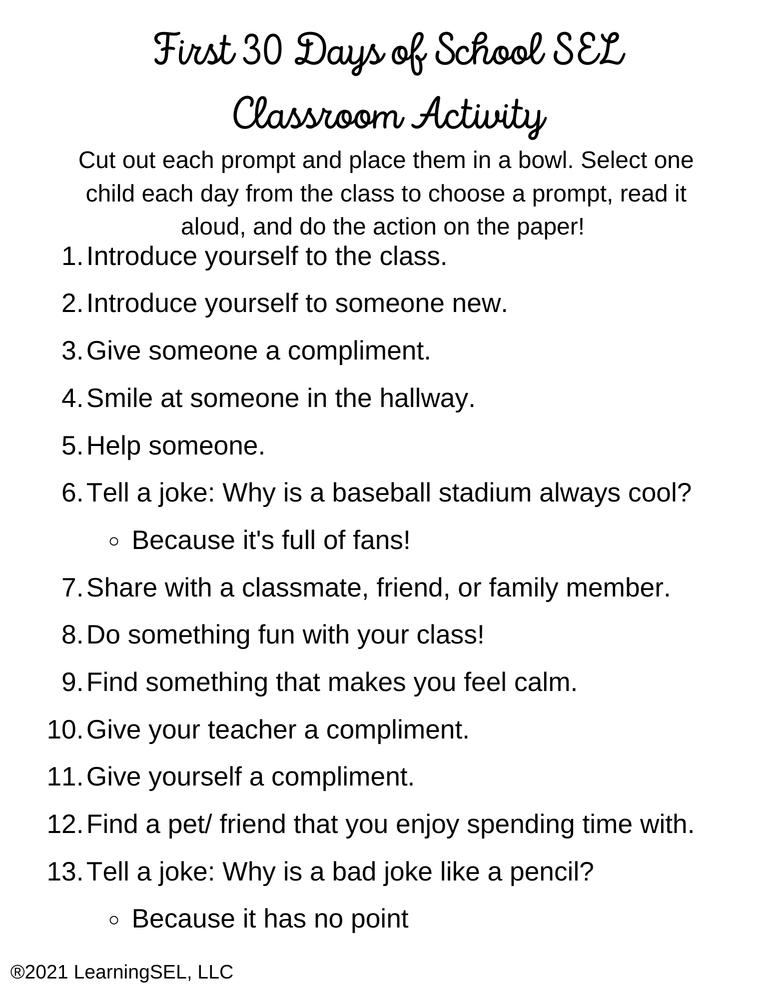 First 30 Days of School SEL Classroom Activity (2)