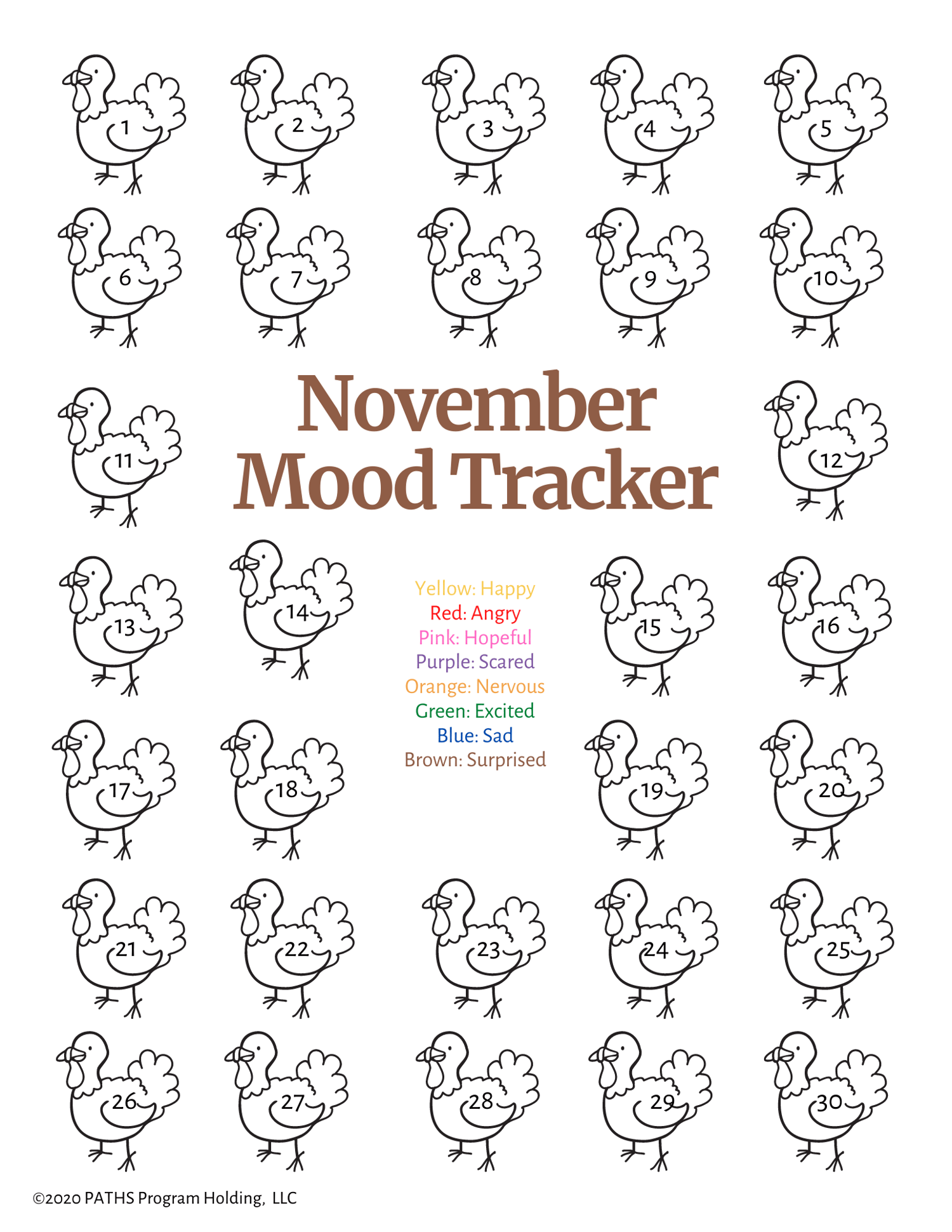 November Mood Tracker Printable Printable World Holiday