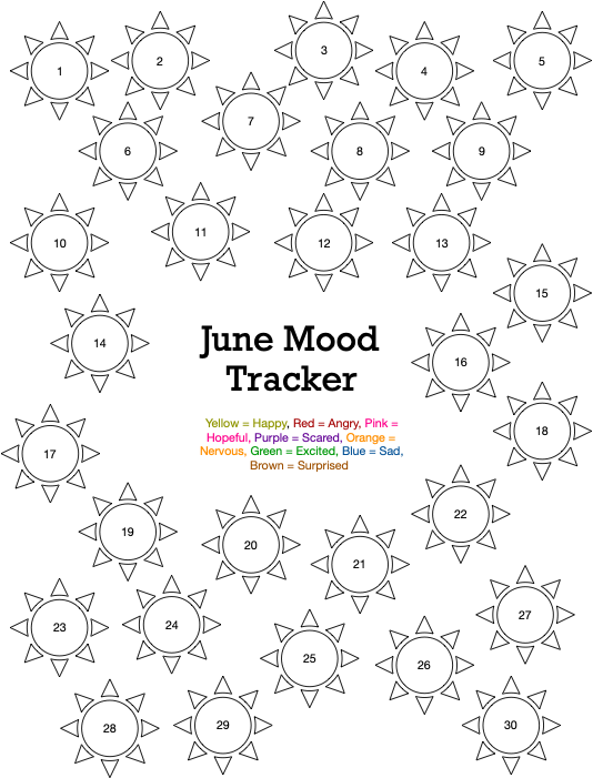 printable june mood tracker